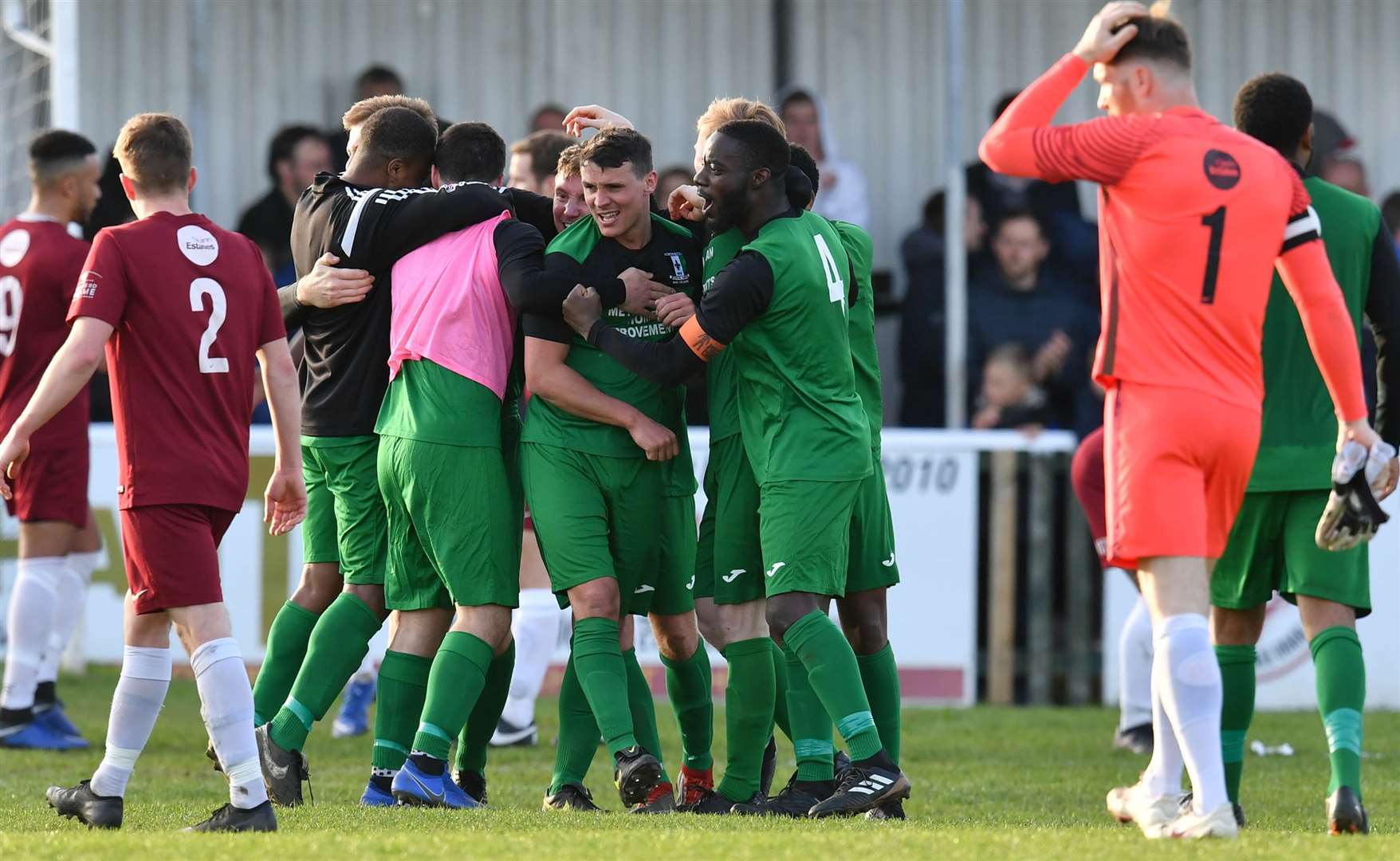 Cray Valley's players celebrate at the final whistle Picture: Keith Gillard