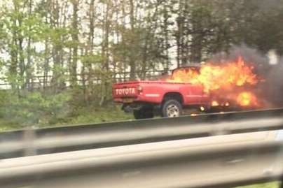 A car catches fire on the M2 near Faversham. Picture: @FifiMayG