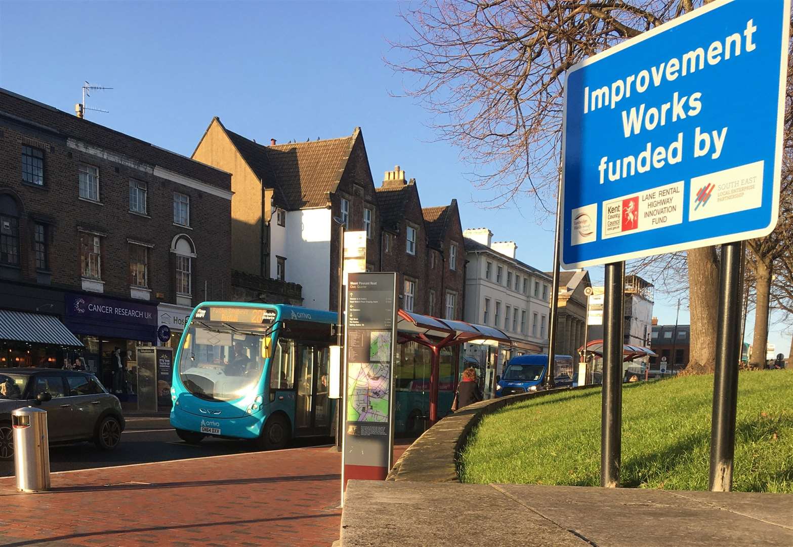 The controversial bus lane by the Town Hall