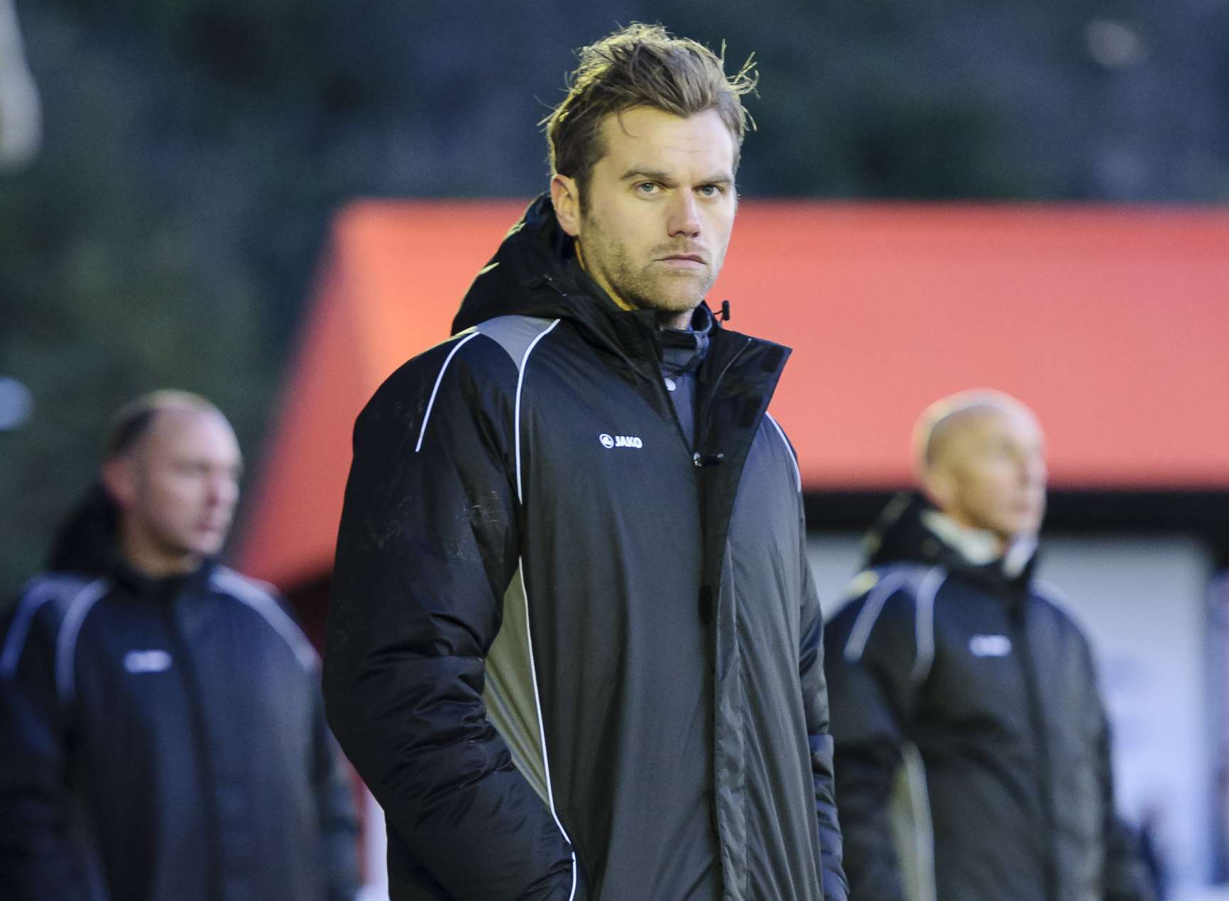 Daryl McMahon in the technical area during Ebbsfleet's 4-2 win over Bishop's Stortford Picture: Andy Payton