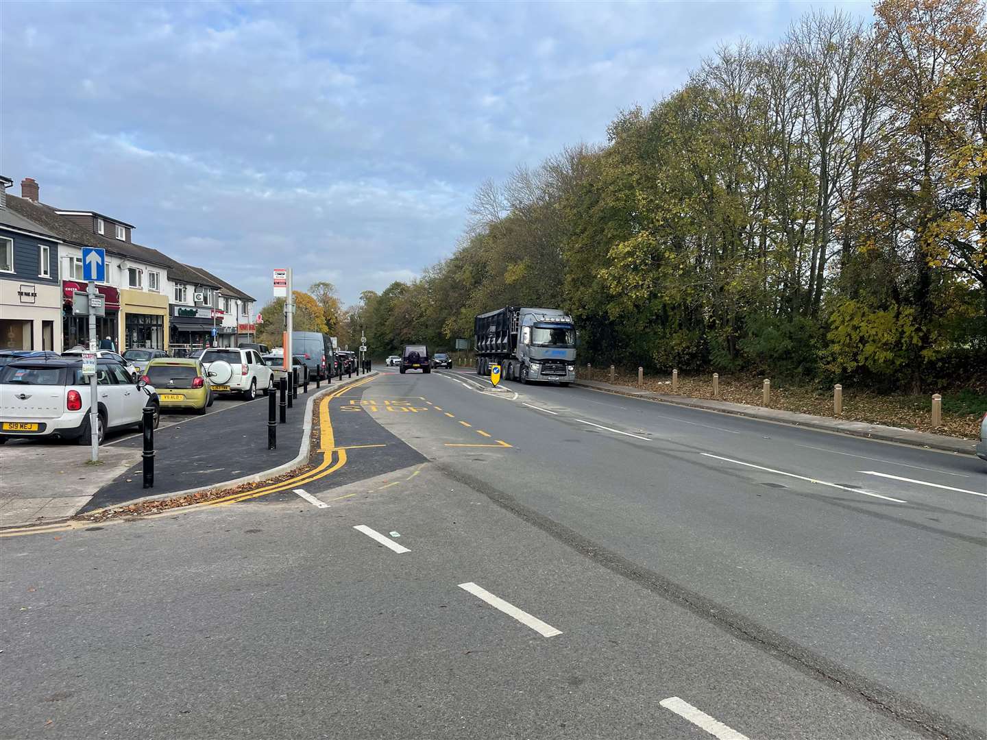 The works have included installing bollards and a new traffic island