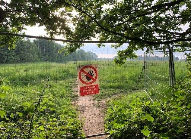 Land in Barming, known as the pea fields, has been fenced off by developers Taylor Wimpey