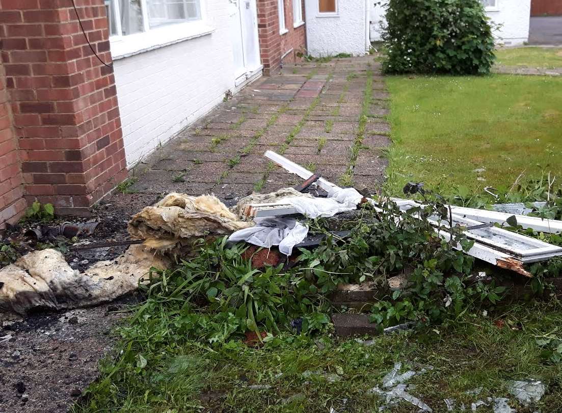 Fire-damaged detritus from the blaze at Pilgrims Lodge.