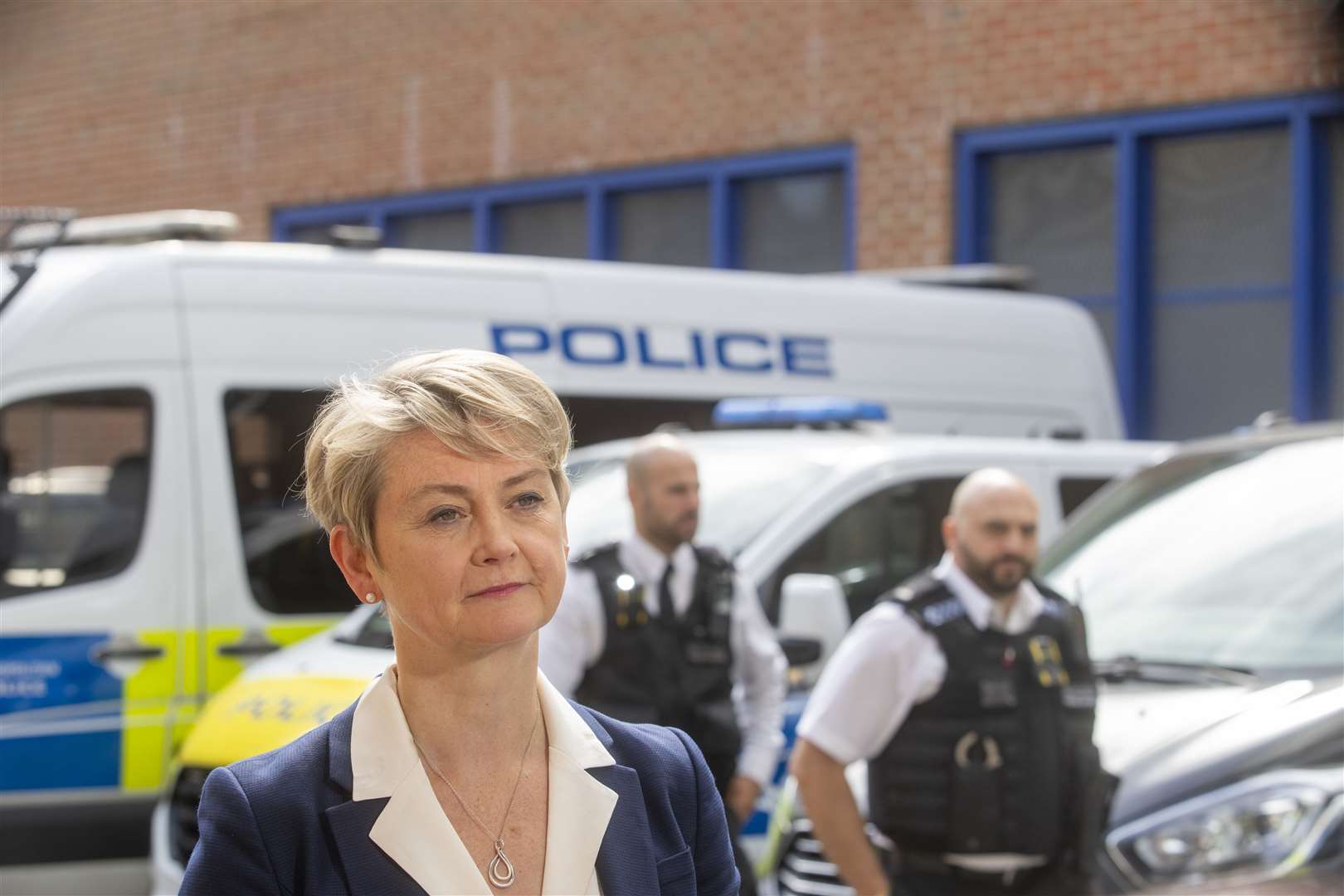 Home Secretary Yvette Cooper during a visit to Lewisham Police Station in south London (Jeff Moore/PA)