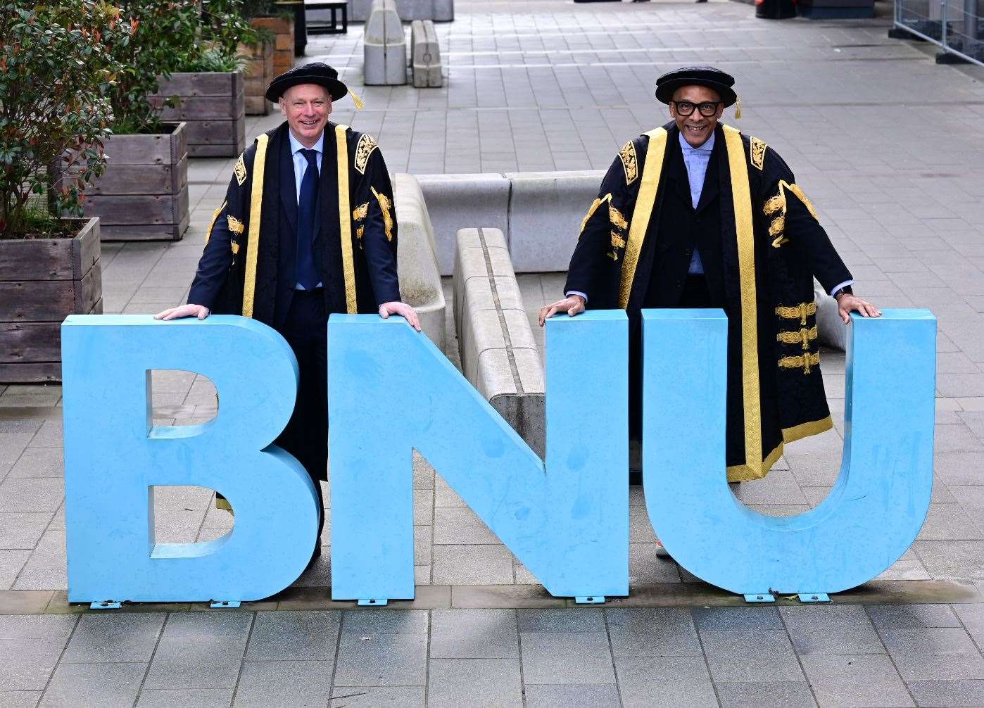 Jay Blades and Professor Nick Braisby at BNU (Nick Fowler/PA)