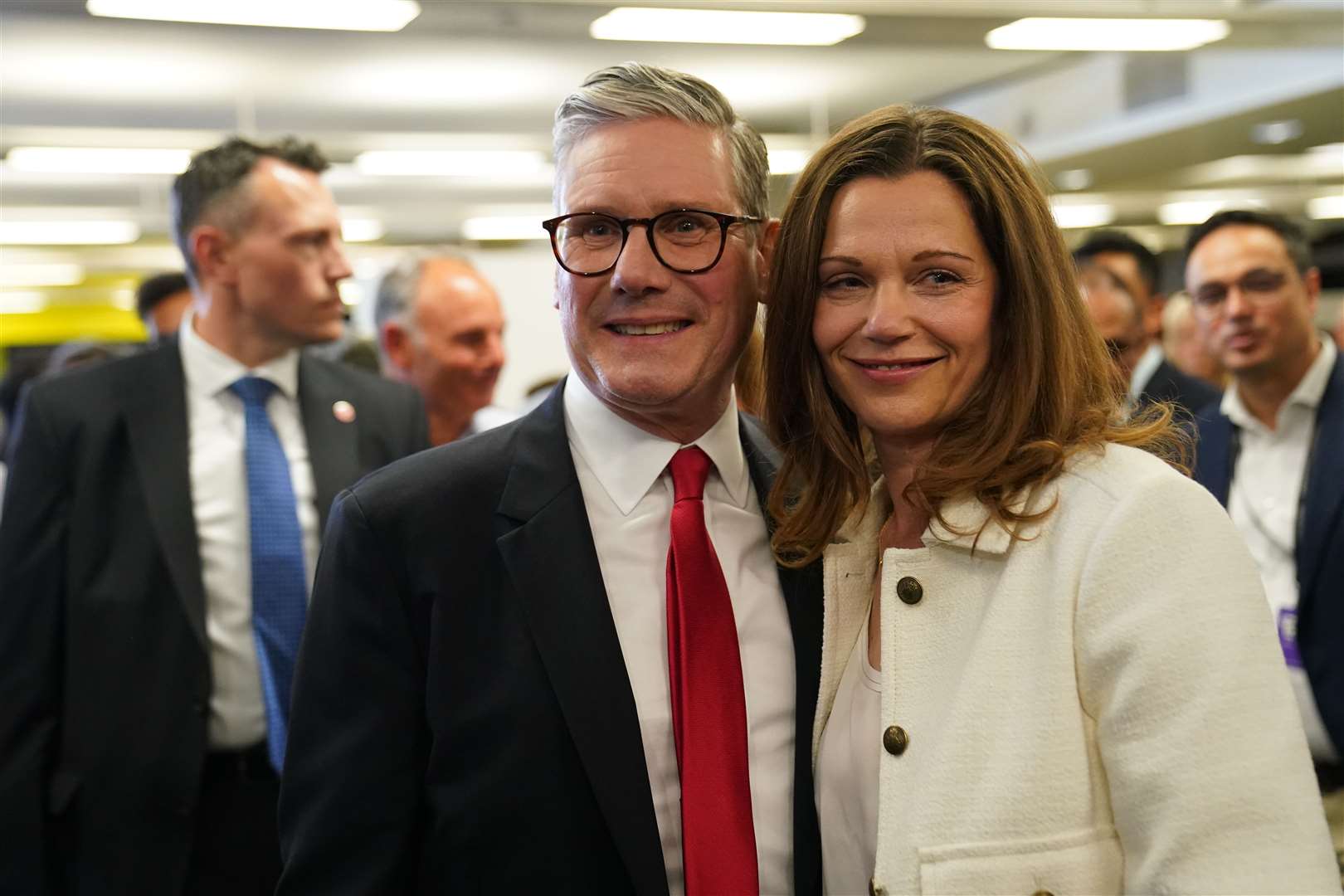 Labour leader Sir Keir Starmer and his wife Victoria arrive at the headquarters of Camden Council in north London for the count of the Holborn and St Pancras constituency (Stefan Rousseau/PA)