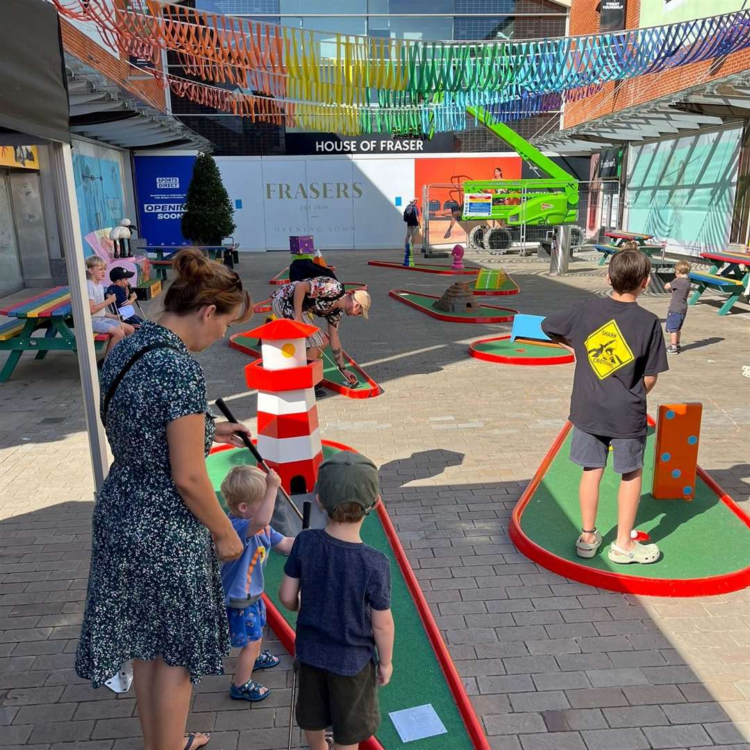 Free mini golf has been launched at Fremlin Walk in Maidstone for summer. Picture: @FremlinWalk/FB