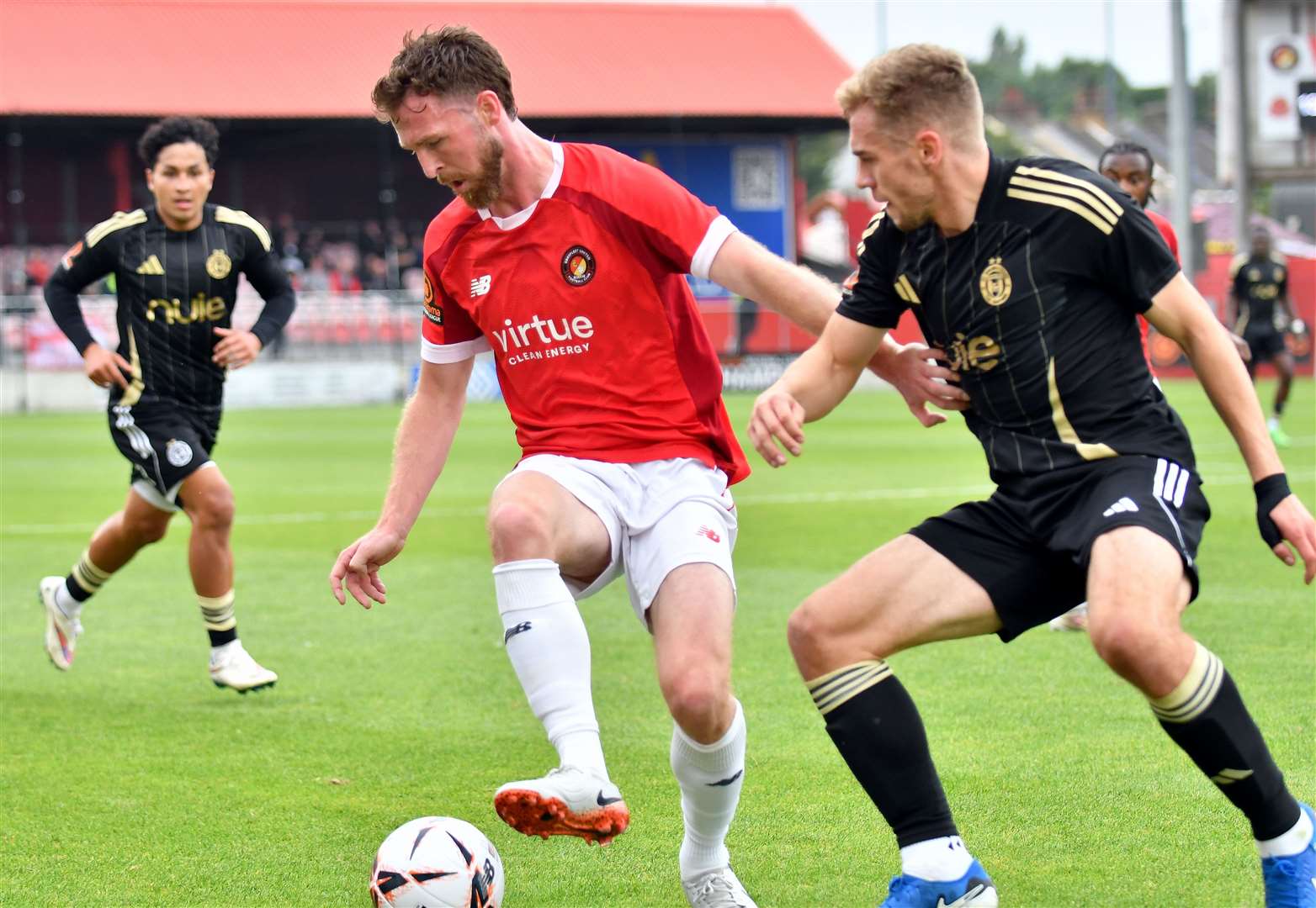 Ebbsfleet midfielder Jim Kellermann on the ball against Halifax on Saturday. Picture: Ed Miller/EUFC