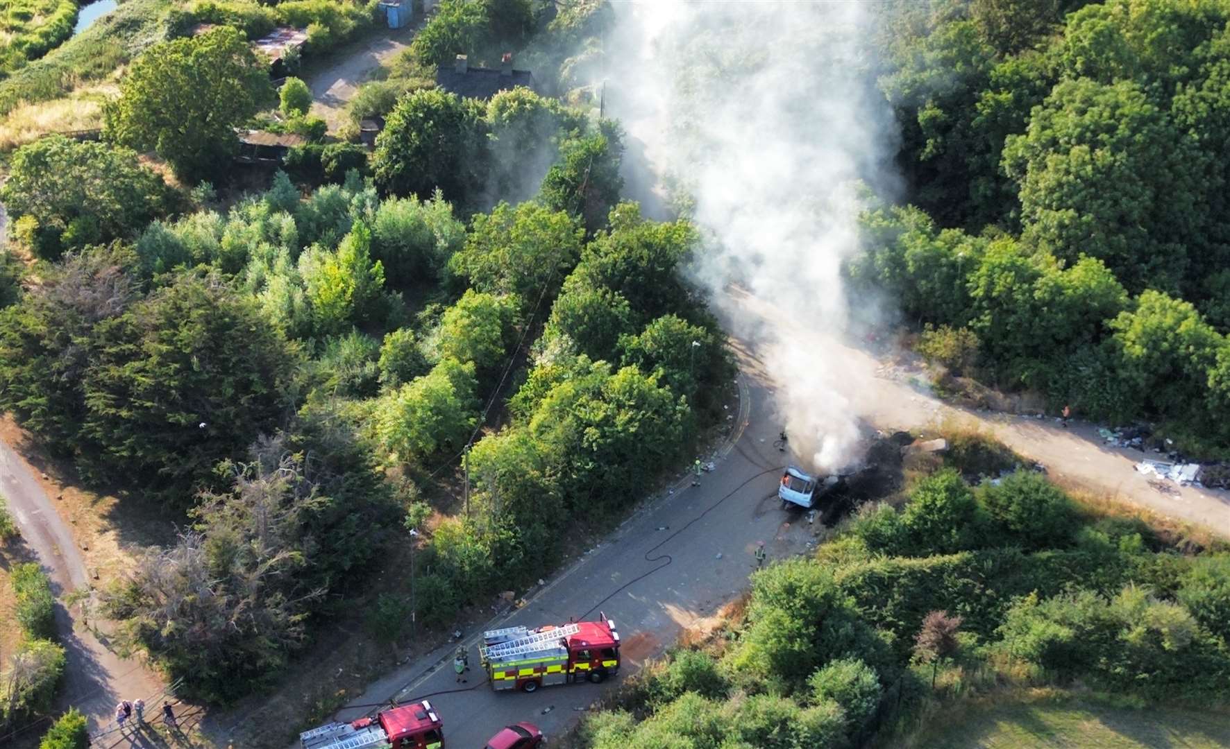 Caravan fire in Bob Dunn Way, Dartford Photo credit: Elevated Images Kent