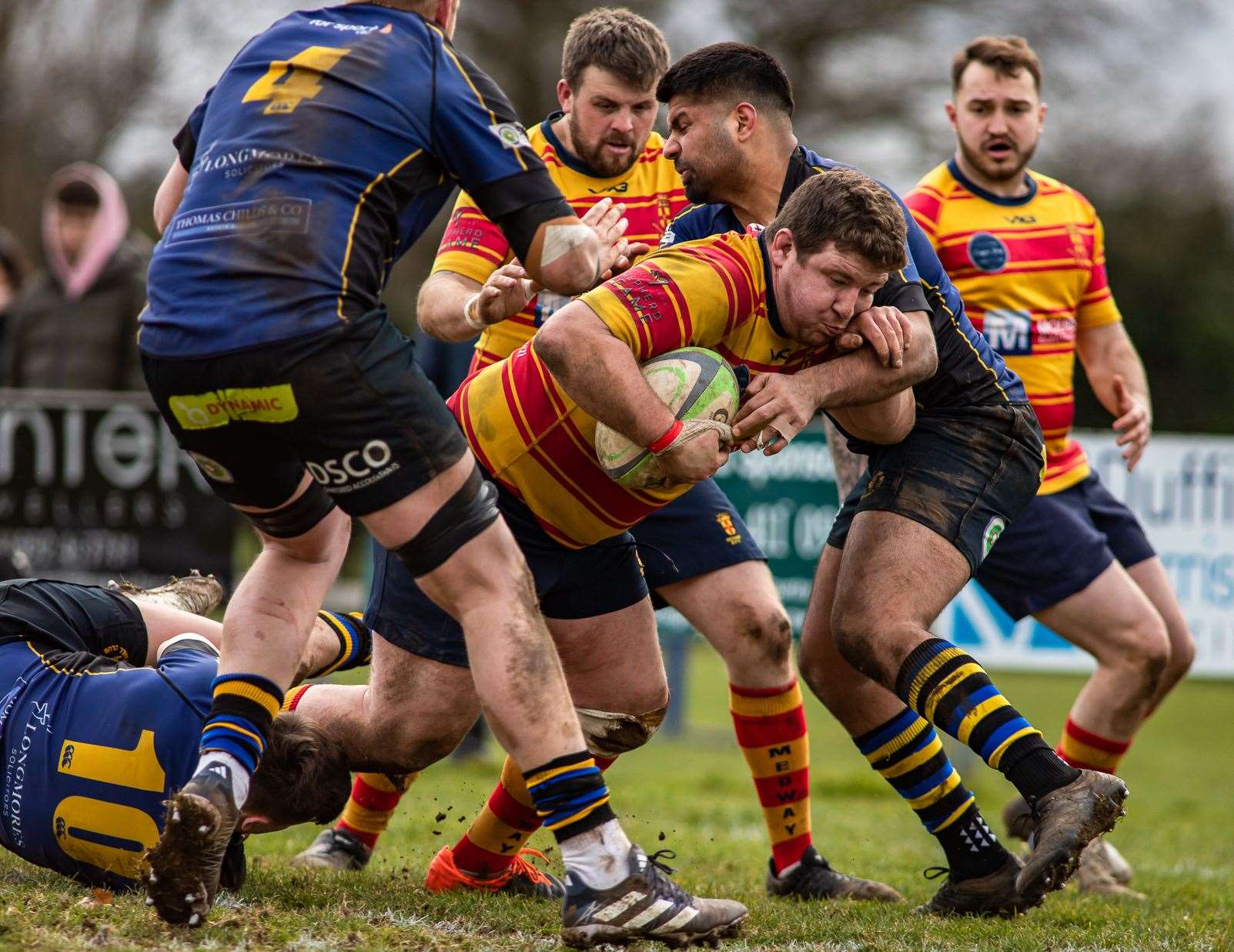 Medway's Richard Petch is supported by Bobby Ellis and Owen Church-Smith at Hertford. Picture: Jake Miles Sports Photography