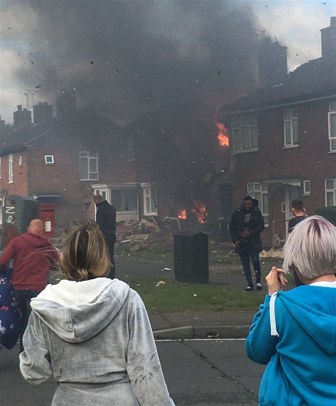 The immediate aftermath of the explosion in Mill View, Willesborough