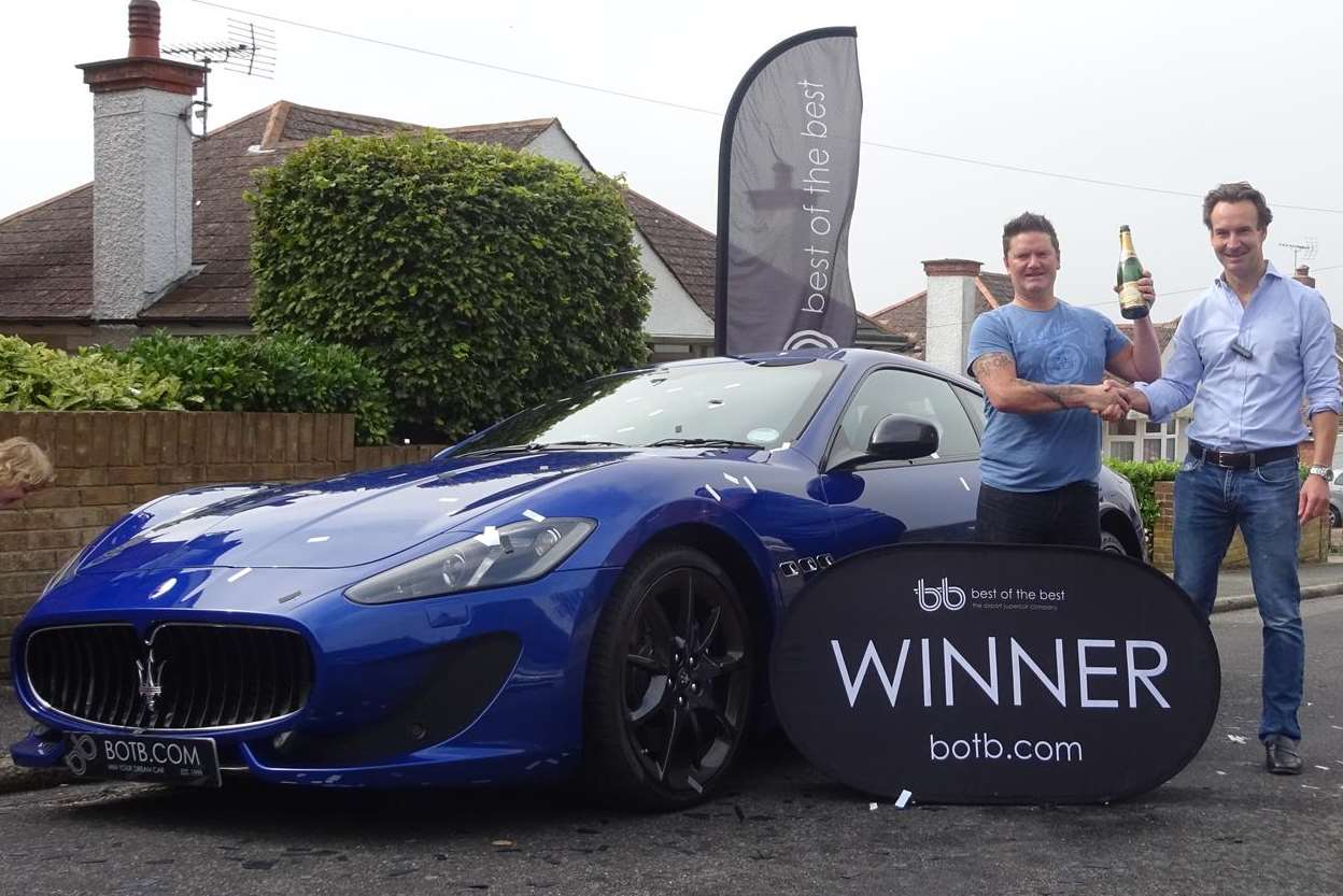 Ramsgate man Darren Gendall, left, with his new Maserati GranTurismo S