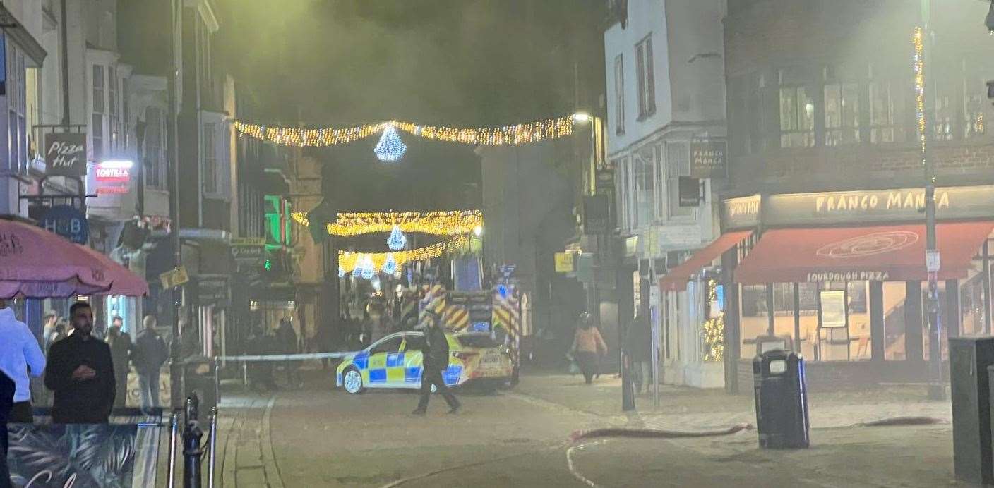 The emergency services in Canterbury High Street. Picture: Megan Carr