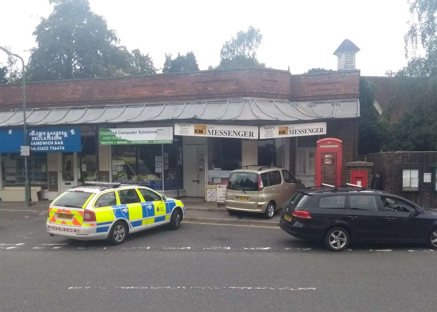 A police car at the scene