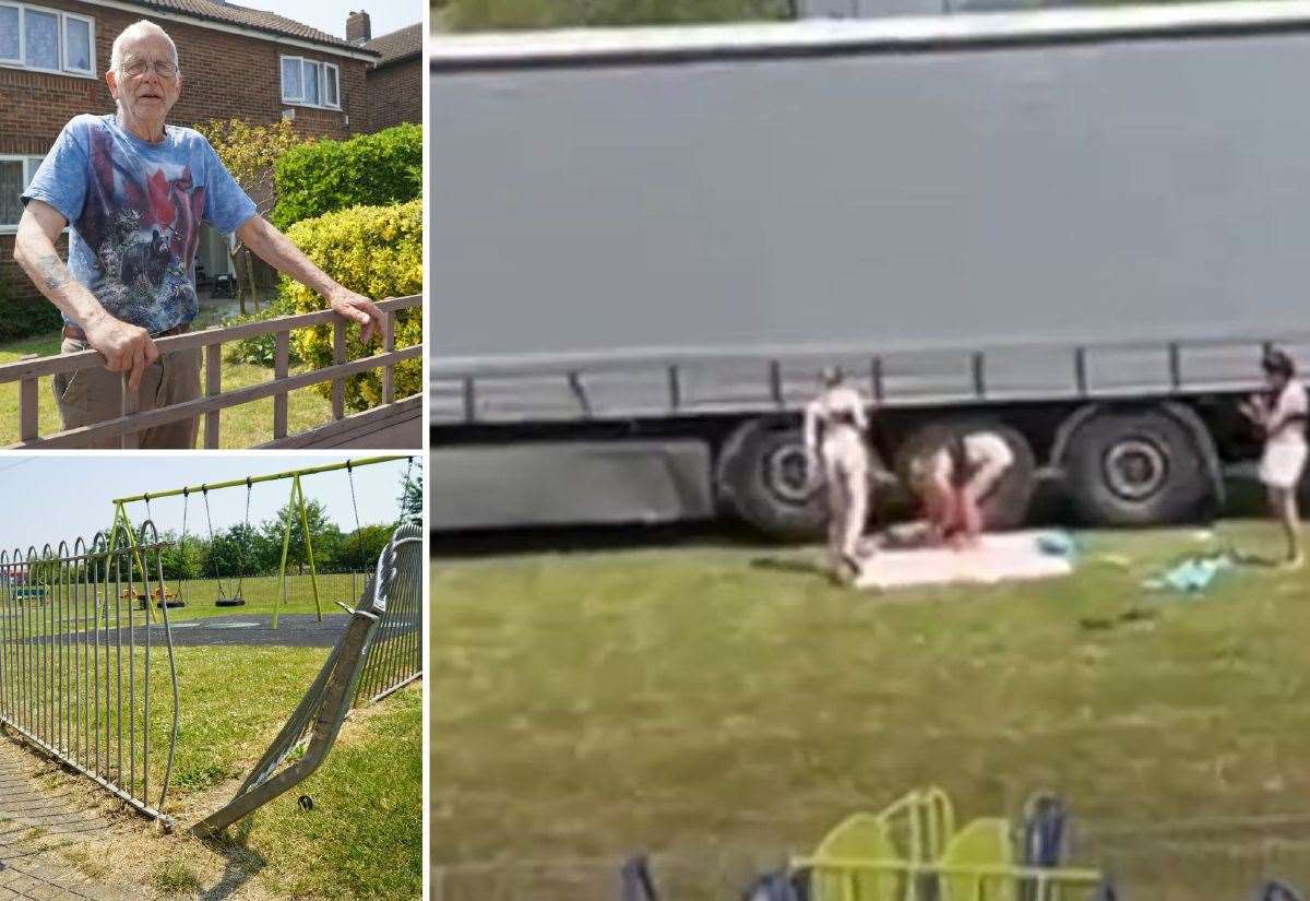 Shocking Moment ‘lost’ Lorry On Diversion From A226 Galley Hill Road 