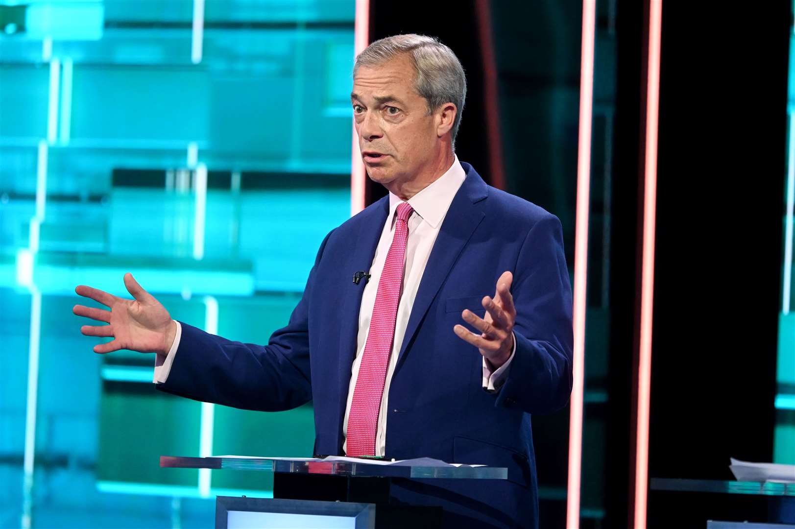 Nigel Farage took part in a seven-way debate on ITV1 on Thursday alongside six other senior political party figures (Jonathan Hordle/ITV/PA)