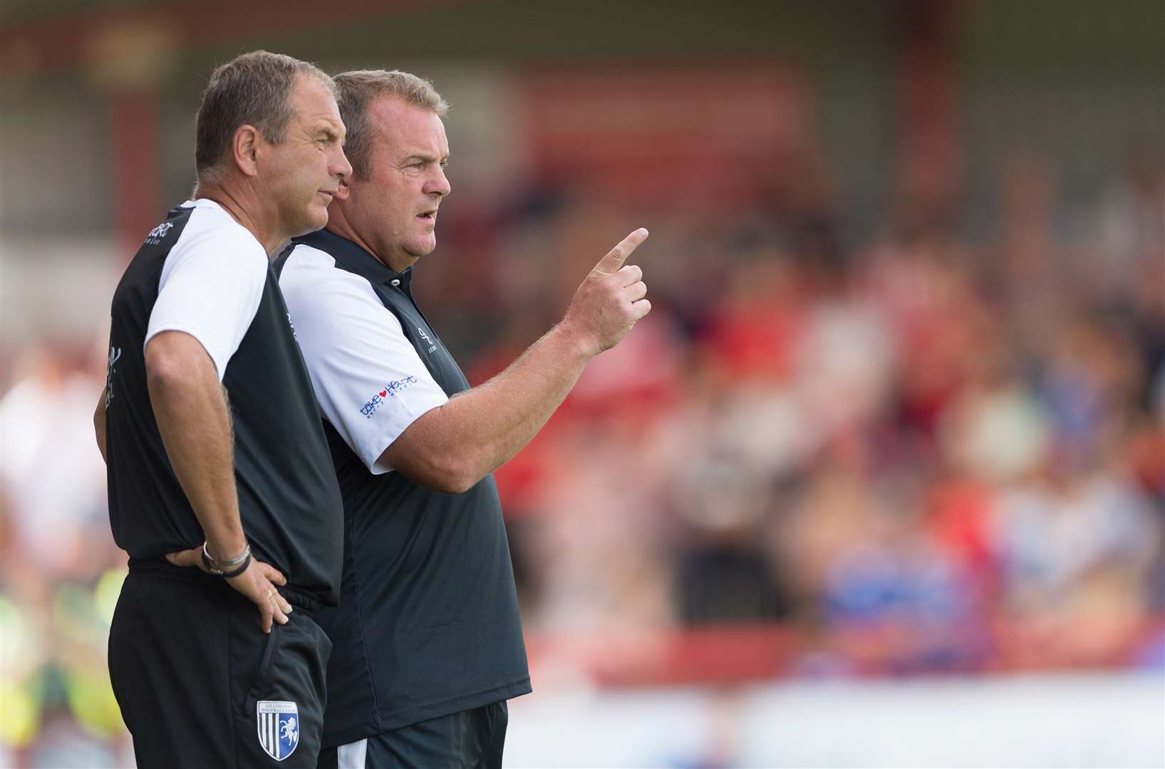 Gillingham manager Steve Lovell and assistant Mark Patterson plot Accrington's downfall on Saturday Picture: Ady Kerry