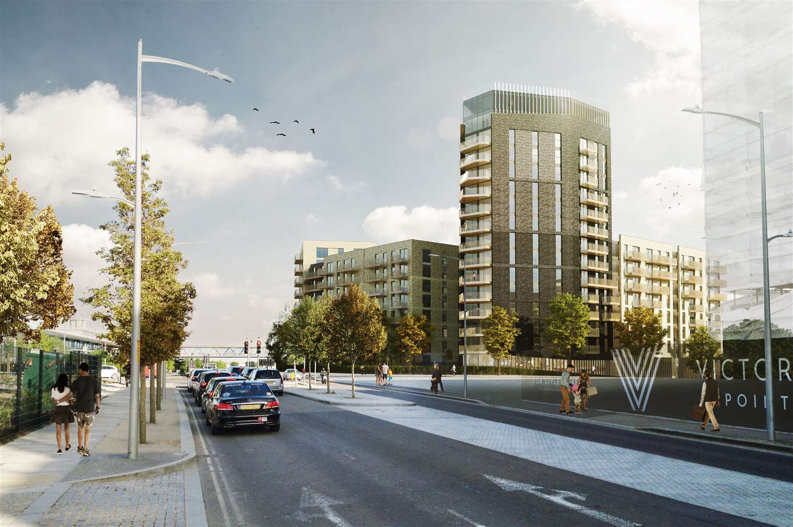 The 'Ashford Shard' tower block will go over 16 storeys - this view shows it from Victoria Road