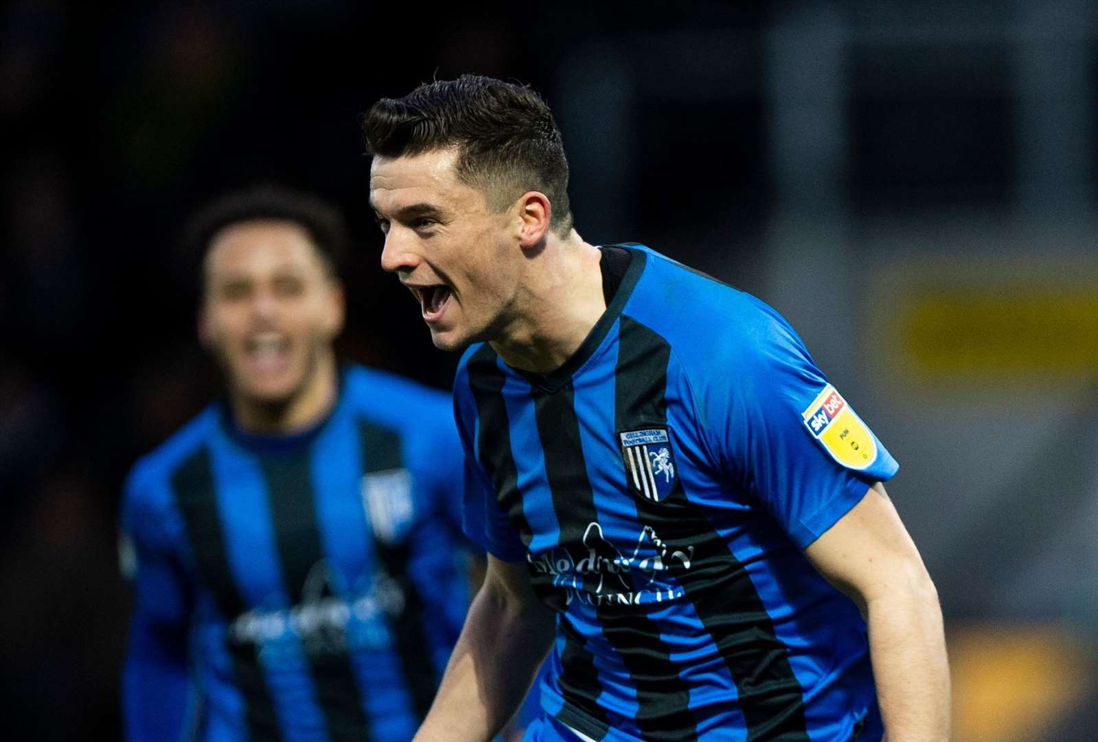 Gillingham's Callum Reilly celebrates his goal against Burton Albion Picture: Ady Kerry