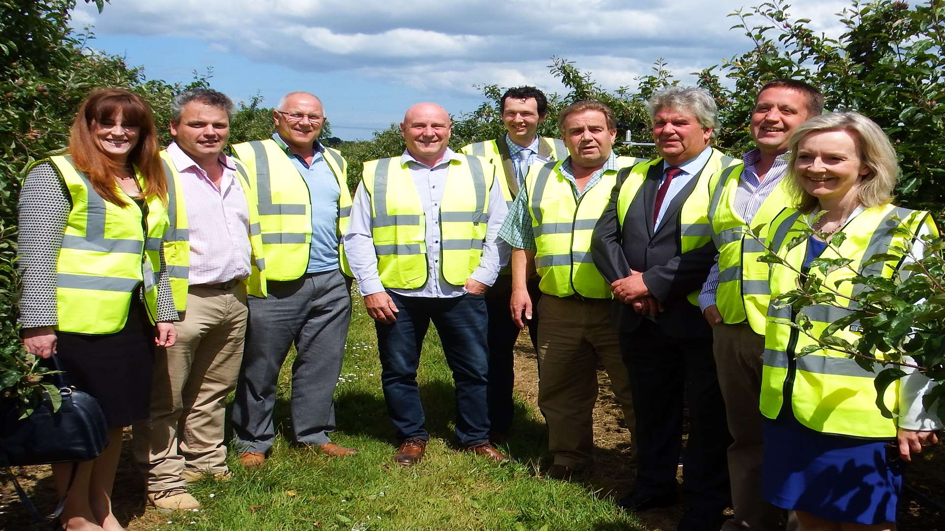 Secretary of State for Environment, Food and Rural Affairs Elizabeth Truss on a visit to Flanders Farm, Hoo