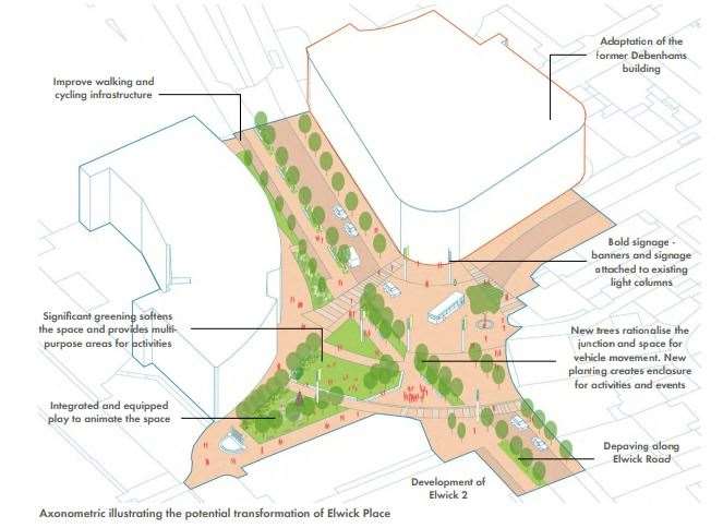 The overall plan for Elwick Place and Elwick Road