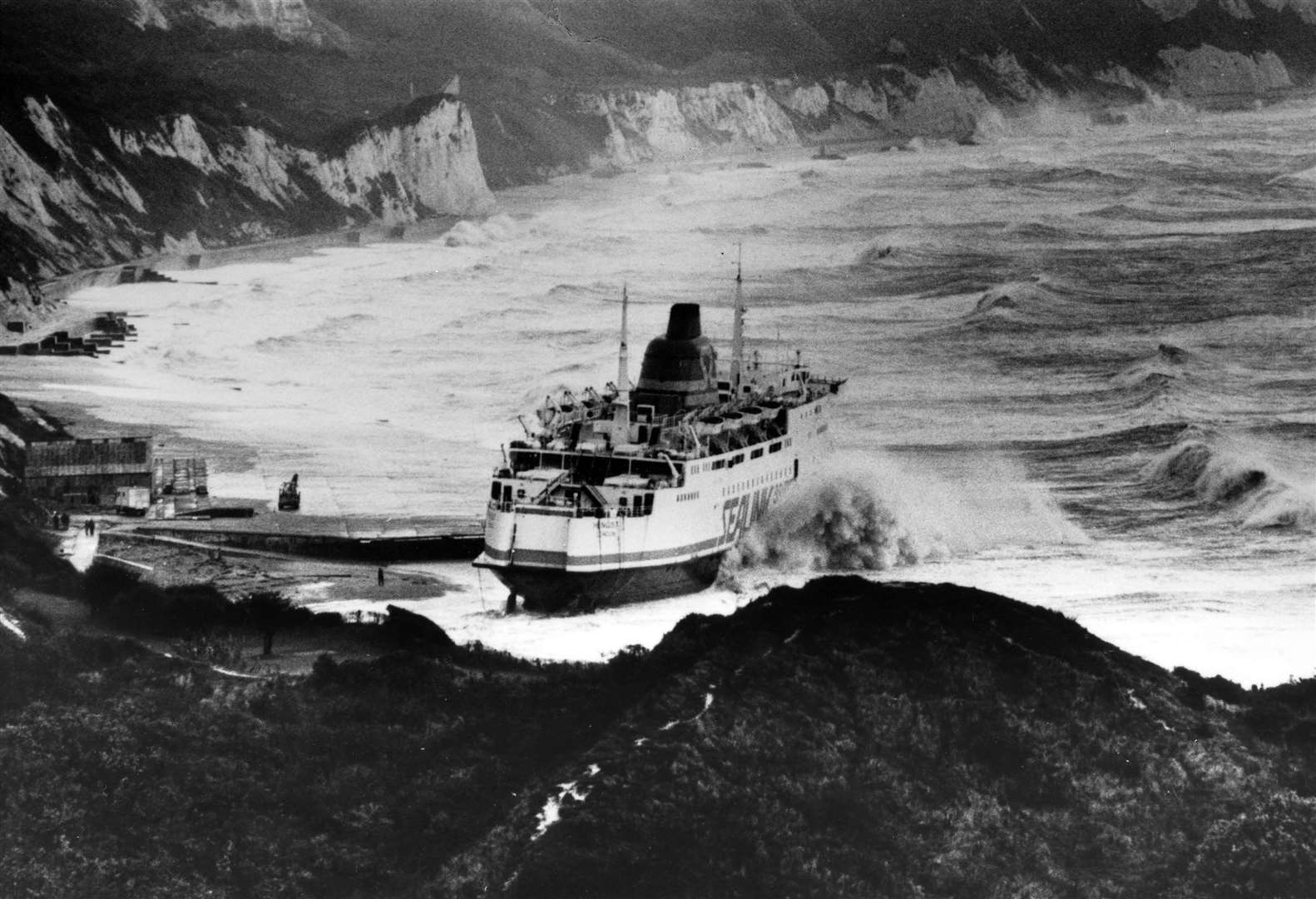 The Hengist run aground at Folkestone. Picture: Paul Amos