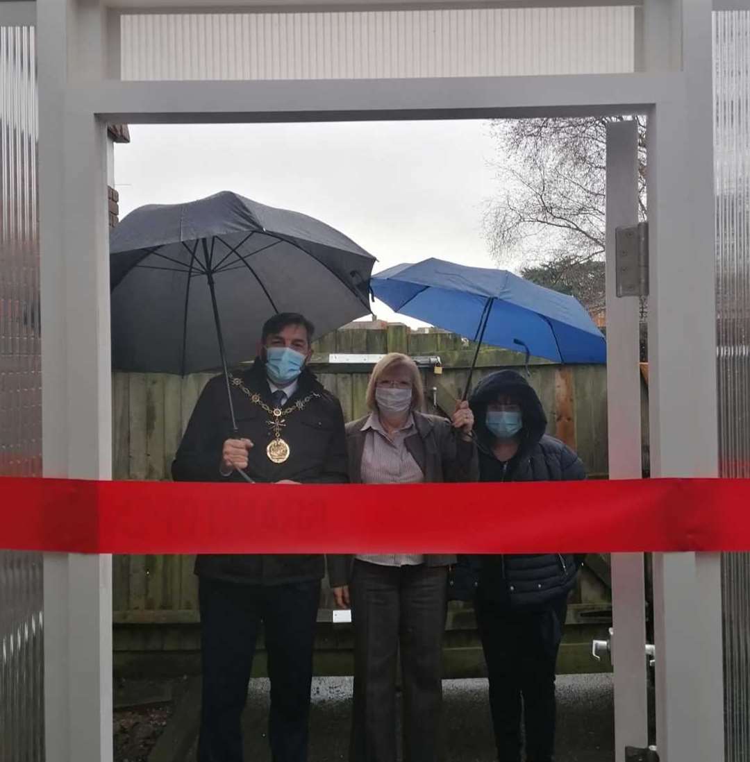 From left, Mayor of Gravesham, Councillor John Caller, care home manager Diane Smith, and wellbeing co-ordinator Jenny Gibbons. Picture: Diane Smith