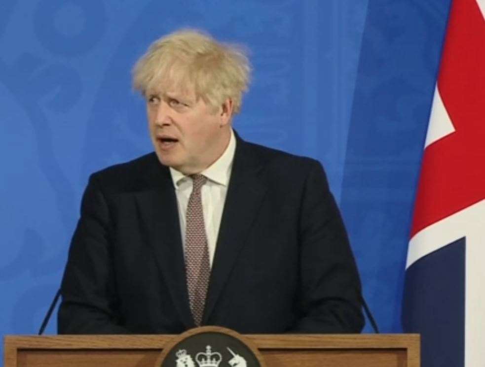 Prime Minister Boris Johnson during a media briefing in Downing Street (PA)