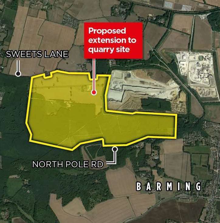 A map showing the proposed quarry extension