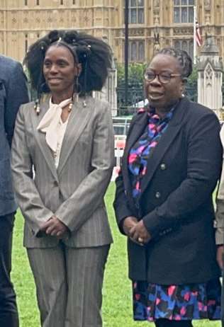 WAD founder Michelle De Leon, left, and Labour MP Paulette Hamilton in Parliament Square (PA)