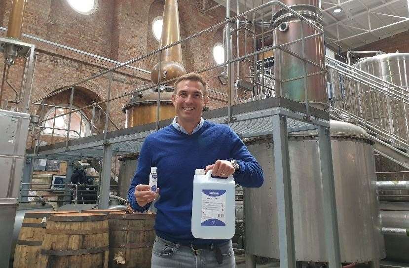 Copper Rivet's Stephen Russell with the sanitiser products (42503860)