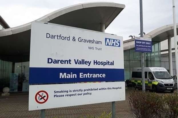 The entrance to Darent Valley Hospital