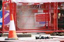 Ground water spray after a gas leak in North Road, Queenborough