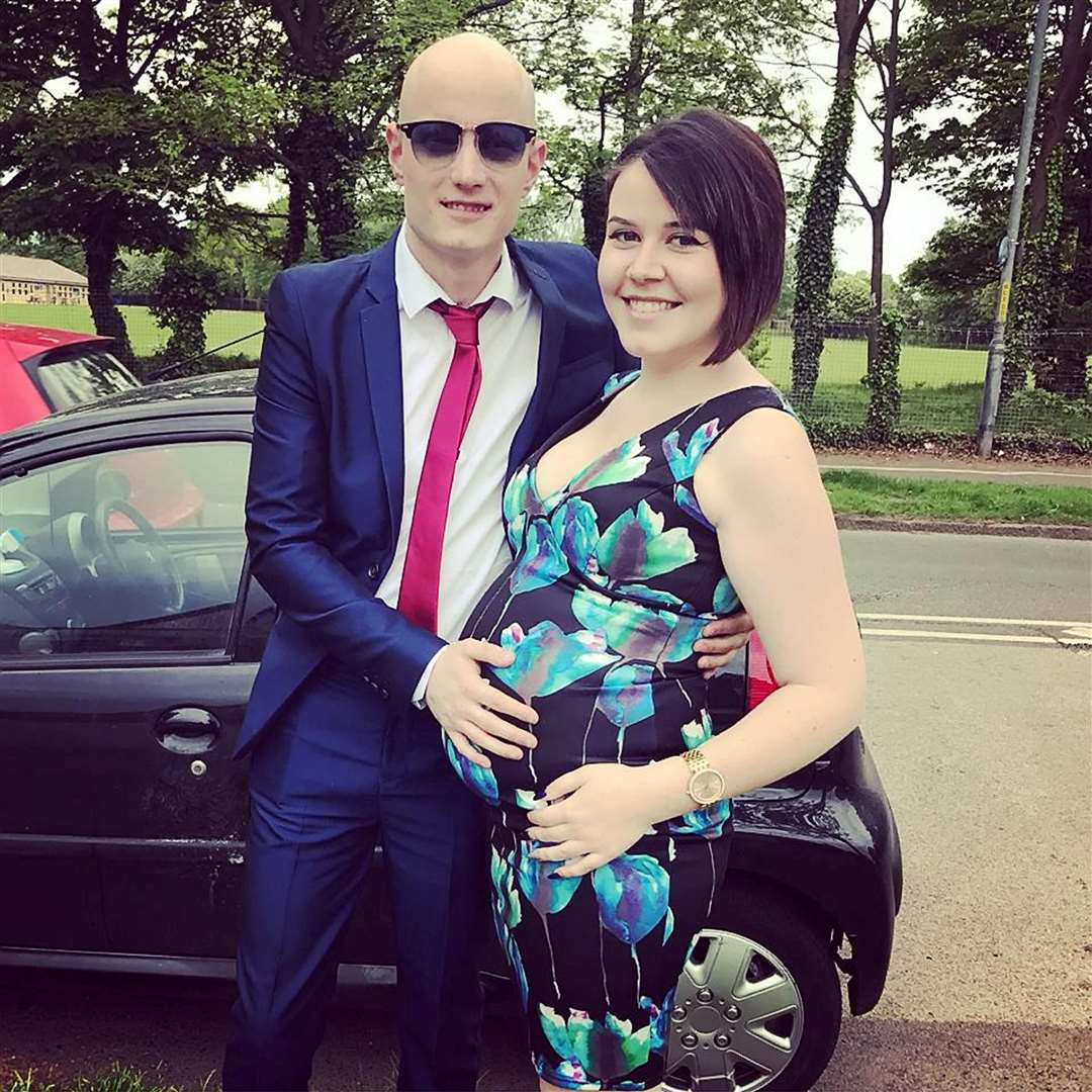 Simon Thompson and Maxine Campbell during pregnancy. Picture: SWNS