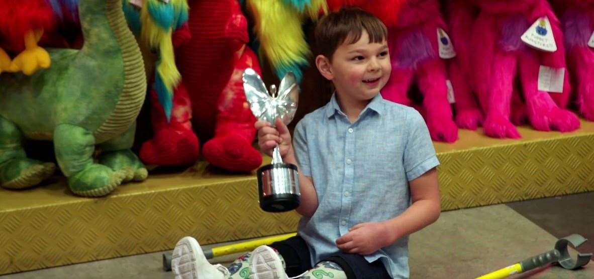 Tony was presented with his award by Ant and Dec in Hamleys