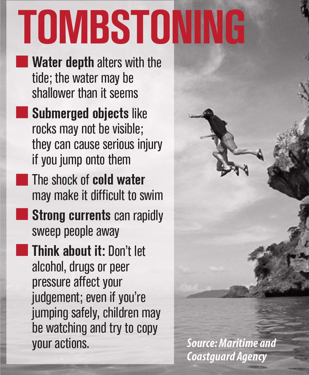 The Tombstoning warning issued by the coastguard