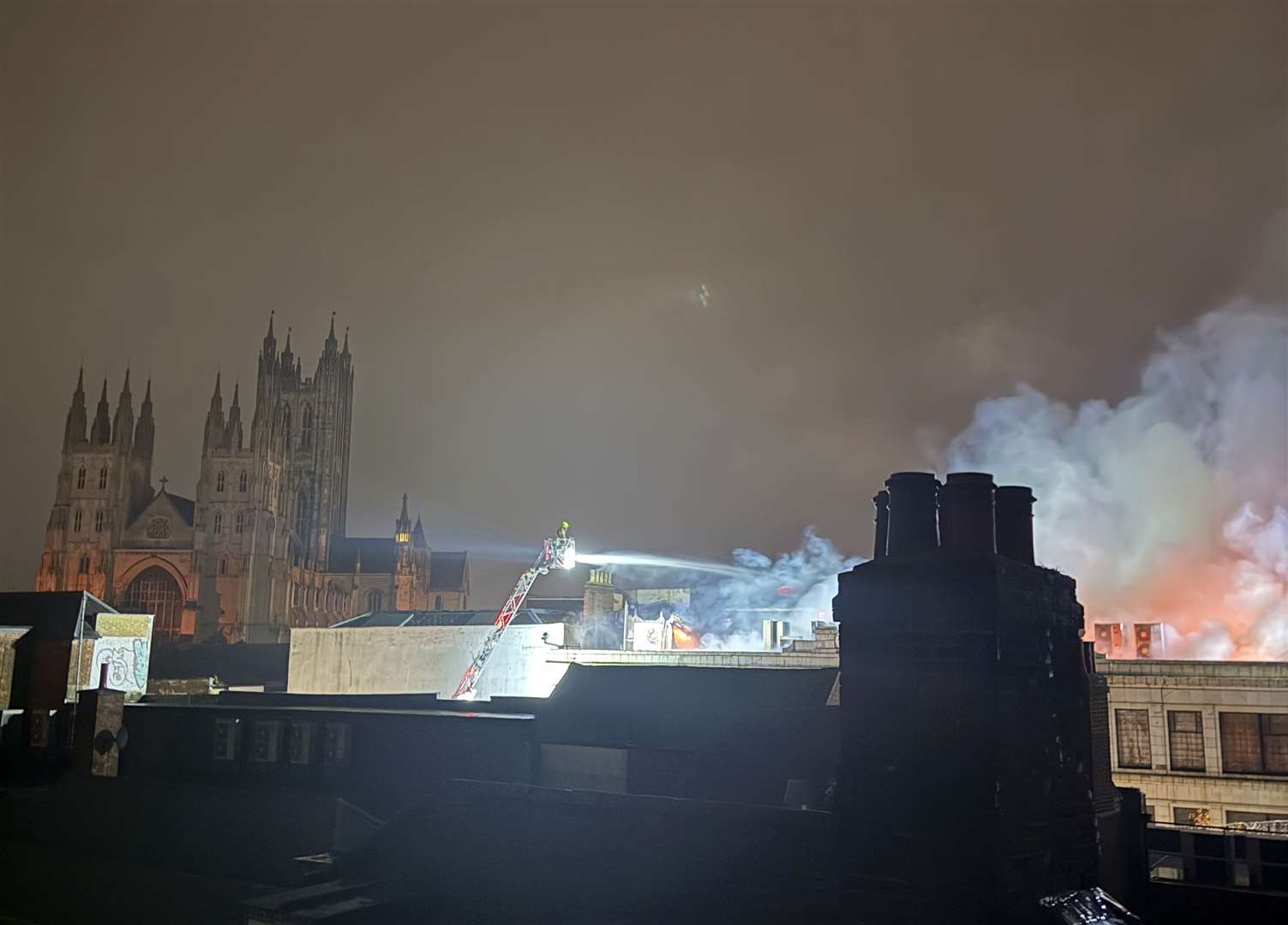 Firefighters worked around the clock after Debenhams in Canterbury went up in flames. Picture: Jack Reeves