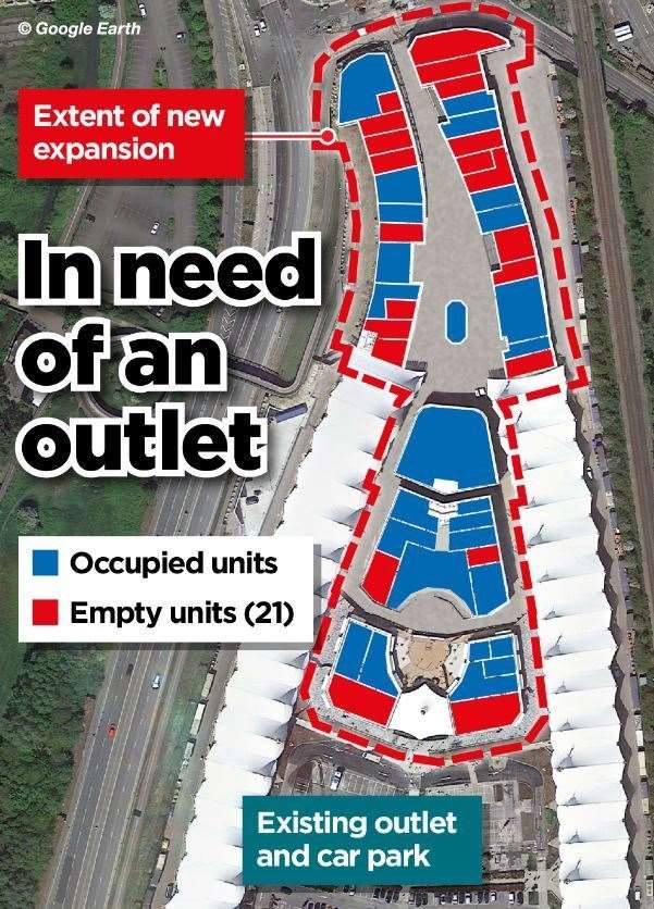 21 units are still empty despite the centre opening a week ago. Picture: Google Earth/Editorial Graphics