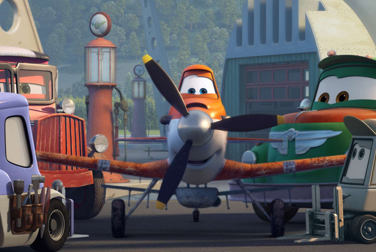 Dottie (voiced by Teri Hatcher), Dusty (Dane Cook) and Chug (Brad Garrett) in Planes. Picture: PA Photo/Disney Enterprises.