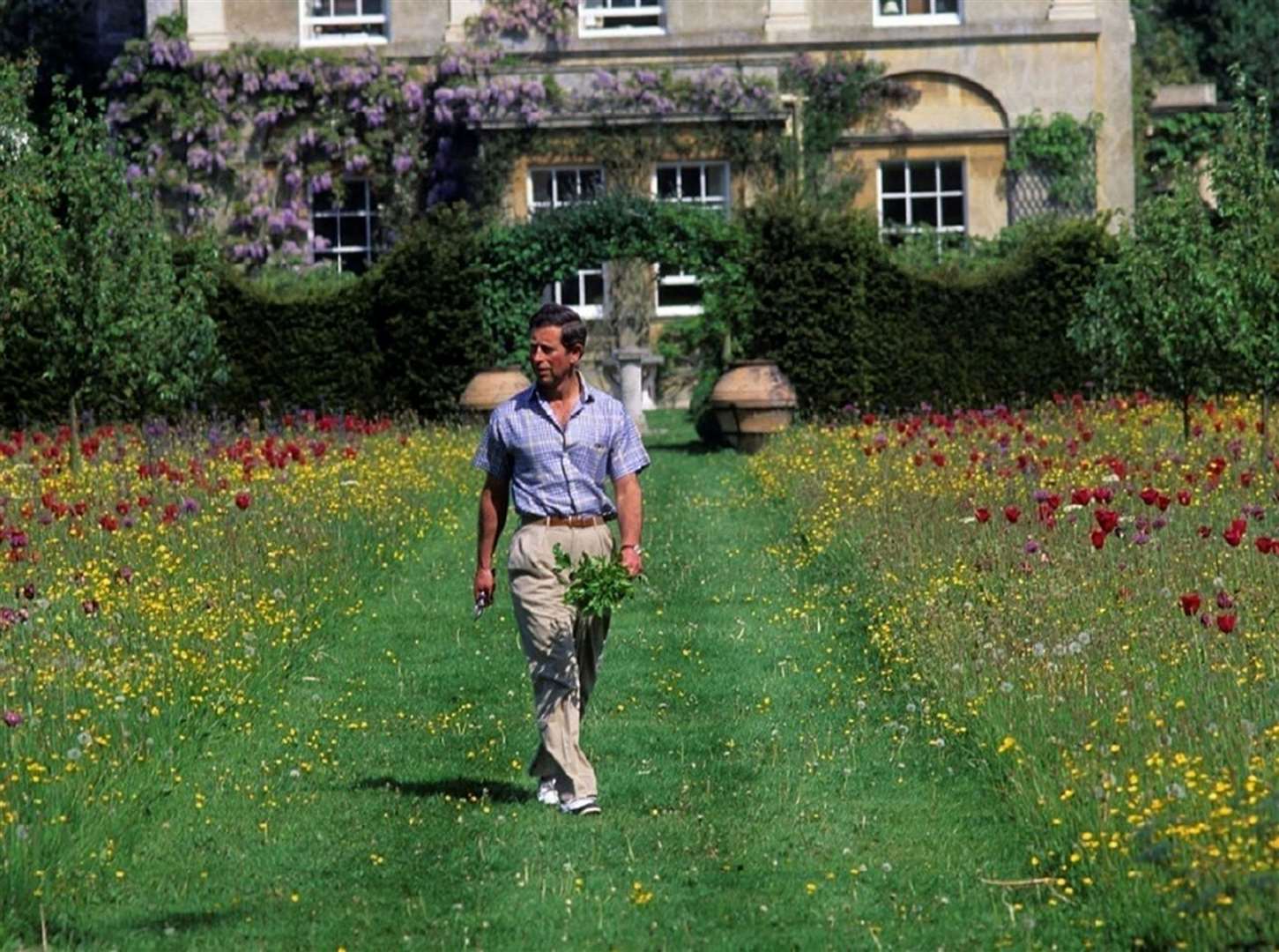 Charles in the grounds of his Highgrove home where gardens are closed to the public due to Covid-19 (Highgrove Enterprises)