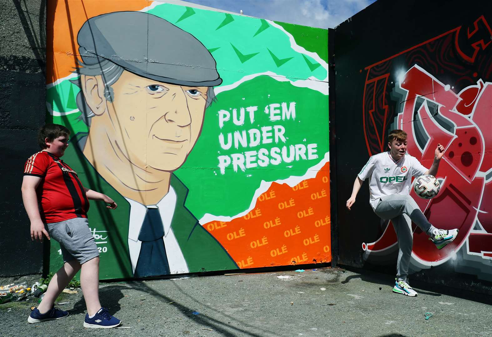 A new mural of the late Jack Charlton by artist Niall O’Lochlainn in Dublin (Brian Lawless/PA)