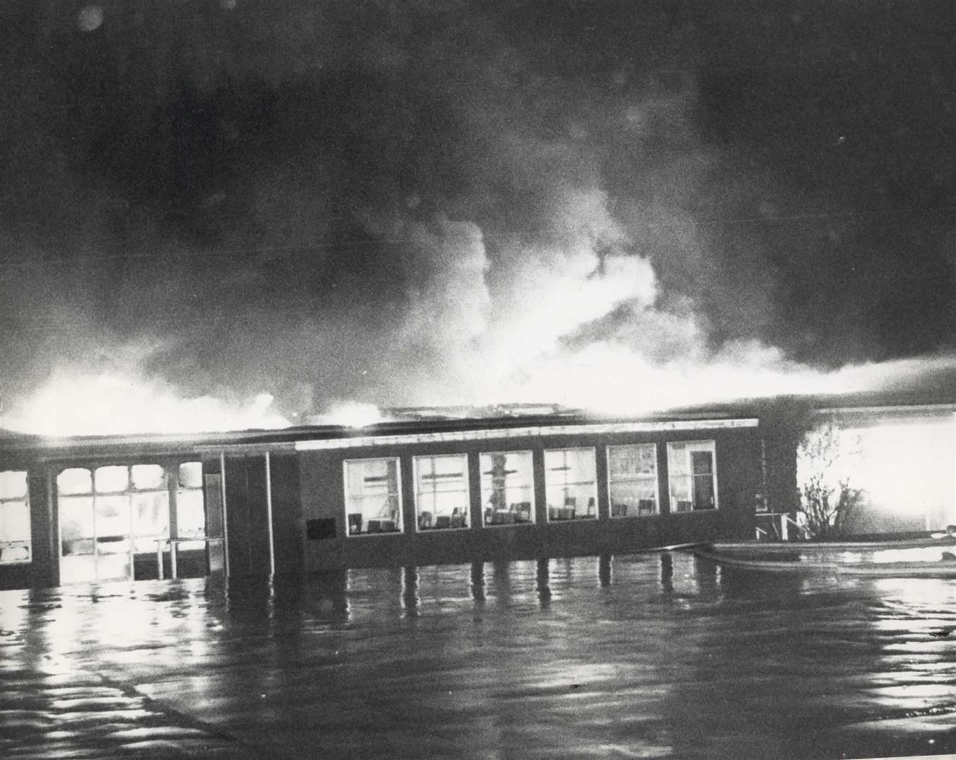 Arsonists were thought to have started a blaze which wrecked Fort Luton School for Boys in Magpie Hall Road, Chatham, in March 1982