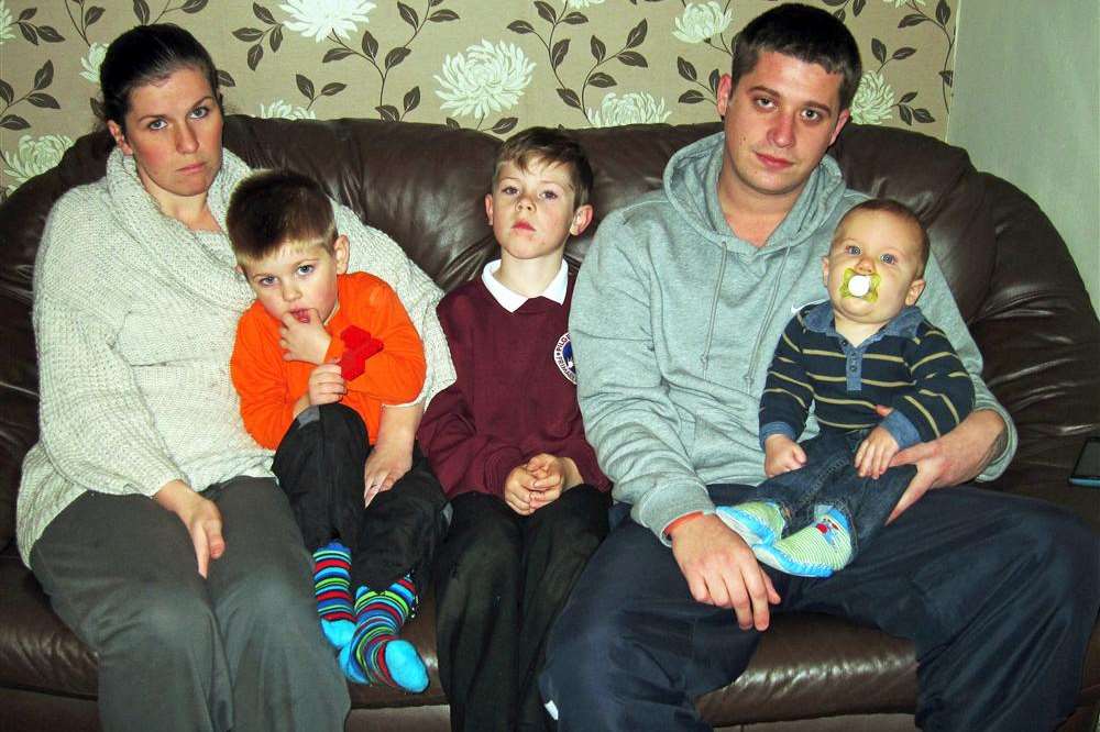 Paul Walton with partner Nicola Dennis and children Brandon, 6, Connor, 3, and Archie, 7 months