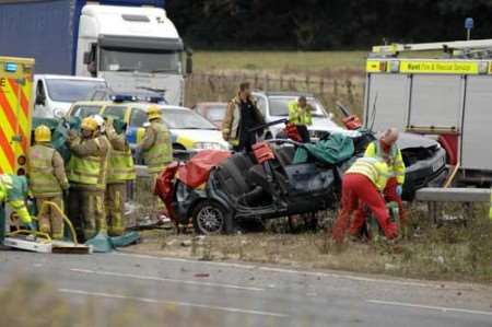 The scene of Friday morning's crash. Picture: MATTHEW READING