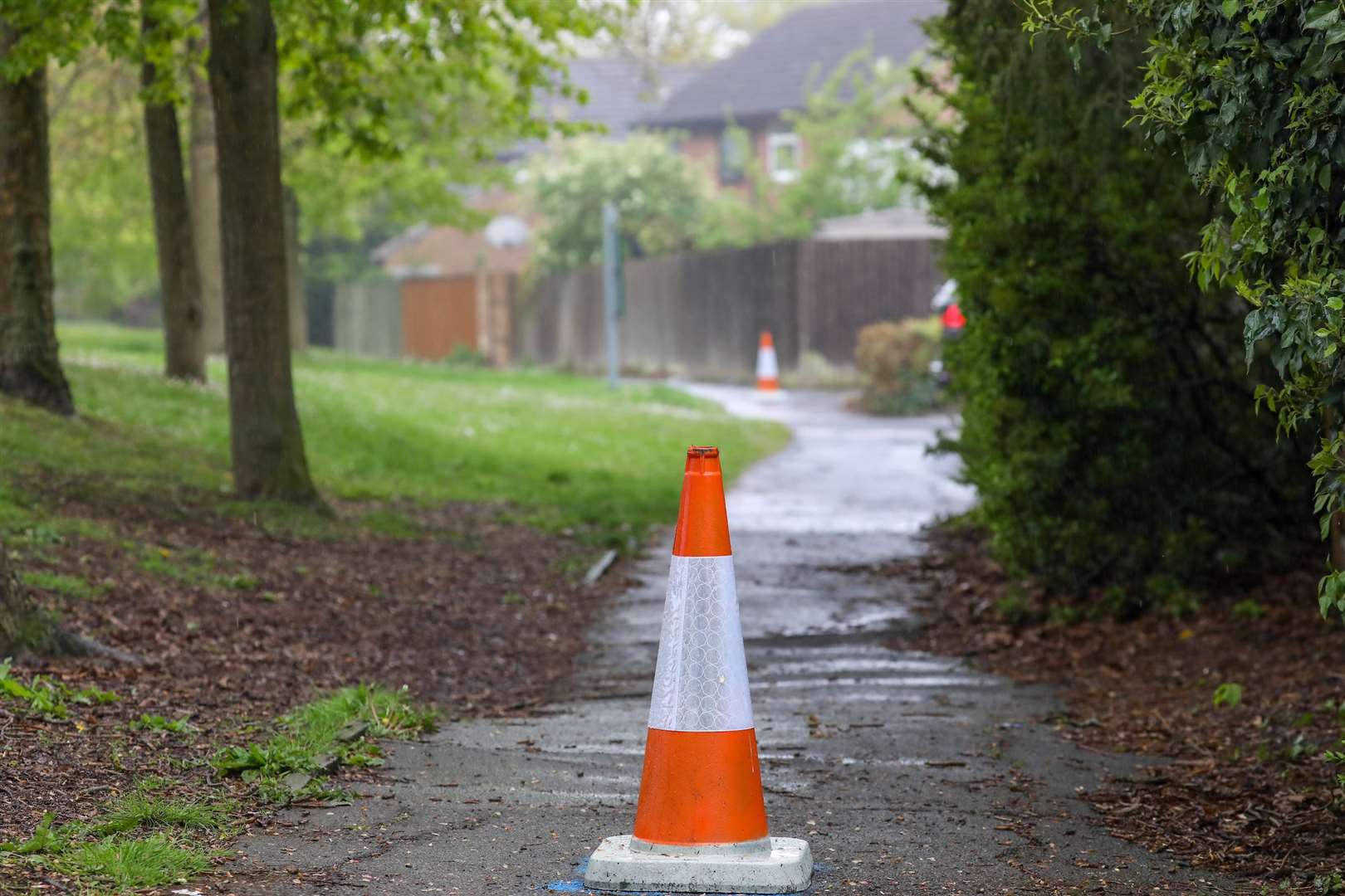 Cones have been placed for safety reasons where manhole covers were stolen in one road Picture: UKNIP