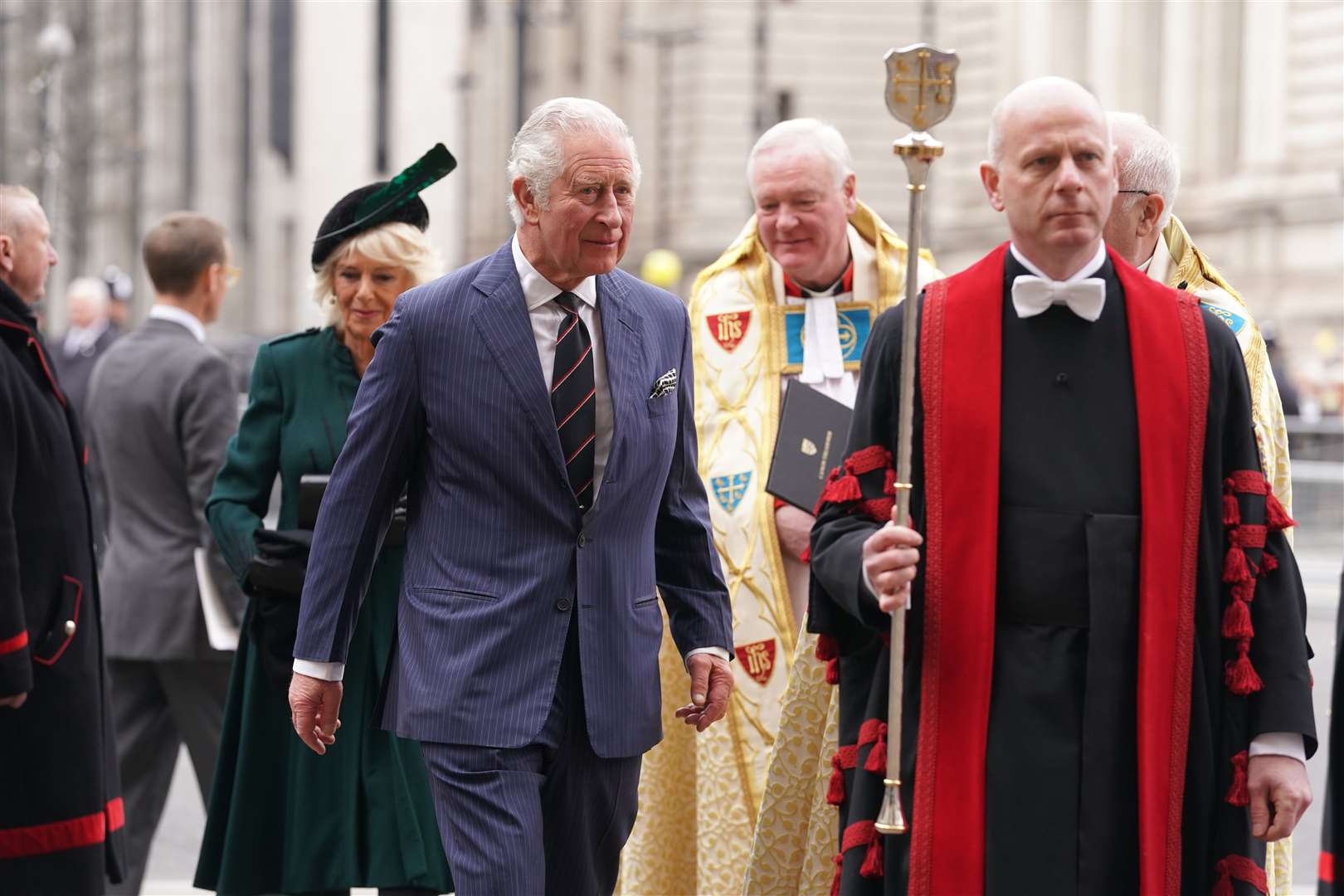 The Prince of Wales and Duchess of Cornwall arrive at Westminster Abbey (Aaron Chown/PA)