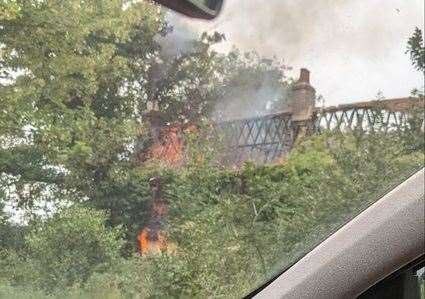 Ozengell Farmhouse in Ramsgate on fire on Saturday. Picture: Amy Morgan