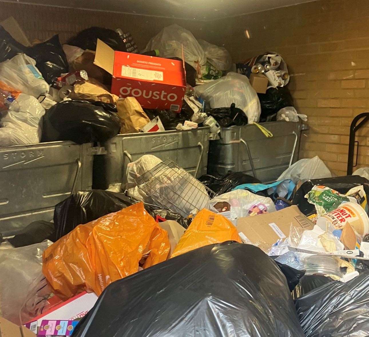 The rubbish in the bin store by Molly's flat at Hedley Walk, Church Street, in Sittingbourne which has since been cleared. Picture: Sarah Barnes