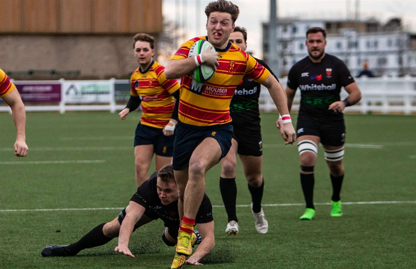 Medway's player-of-the-match Alfie Orris scores the first try in their weekend defeat at Colchester. Picture: Jake Miles Sports Photography