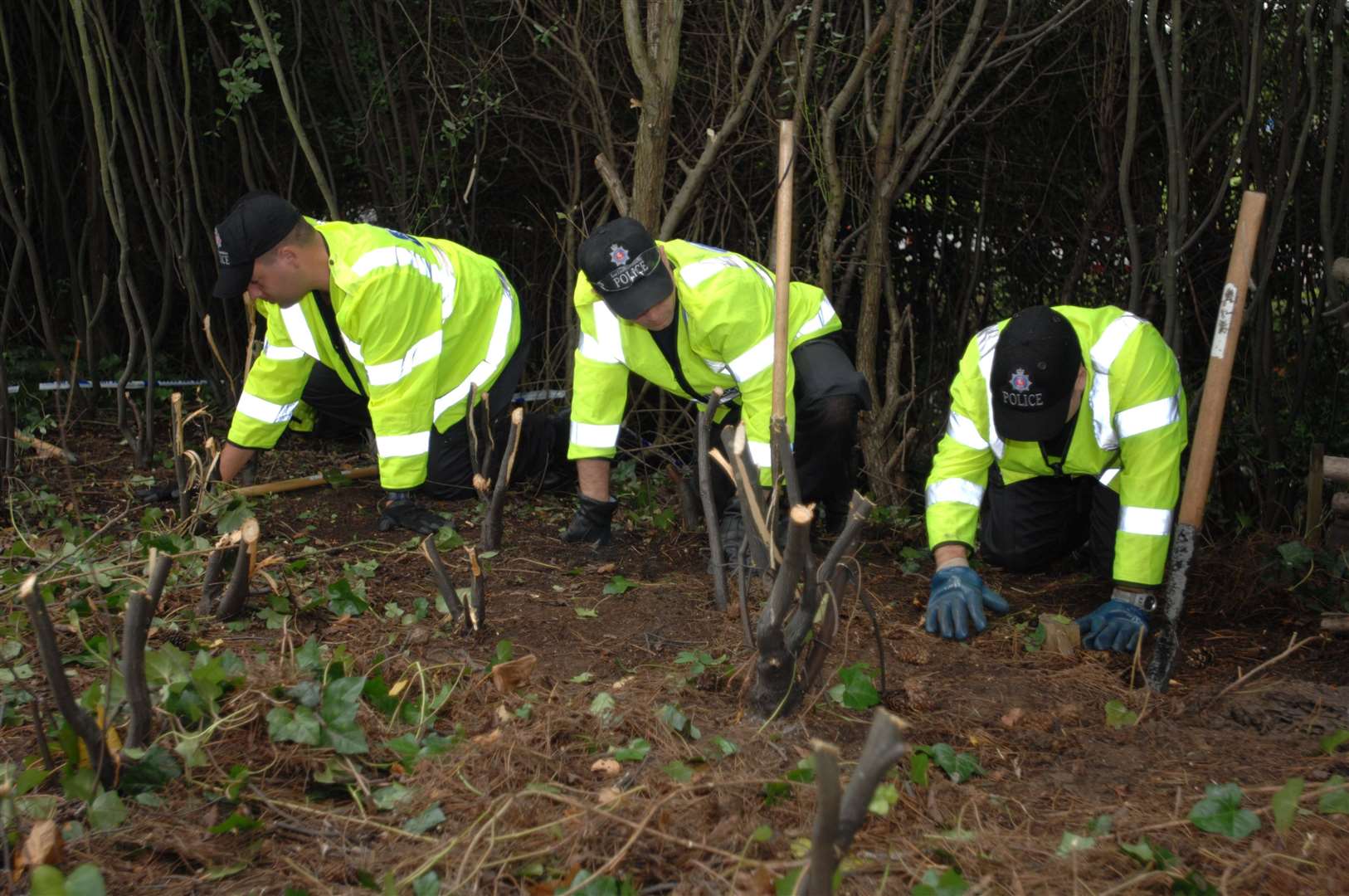 Police search the area near Warren Retail Park, Ashford in 2007. Picture: Barry Goodwin